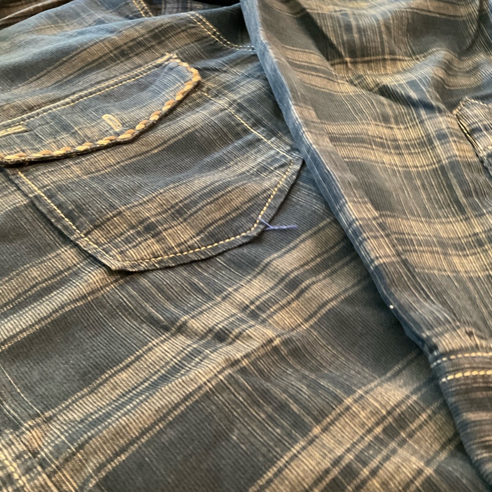 True Grit Navy Plaid Button Down Shirt - Picture 10 of 11